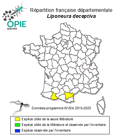 Carte de distribution de Liponeura deceptiva Vaillant, 1968