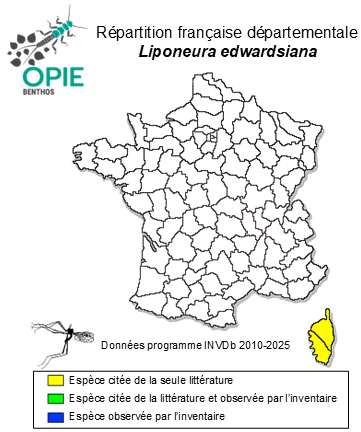 Carte de distribution de Liponeura edwardsiana Mannheims, 1952
