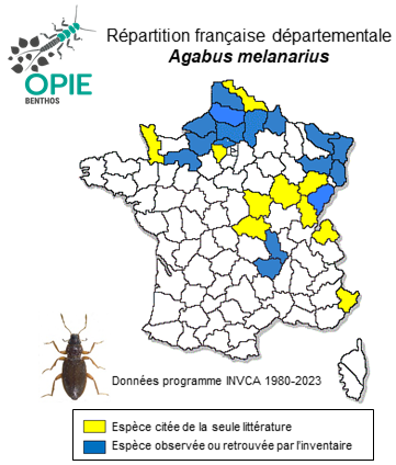 Carte de distribution de Agabus melanarius Aubé, 1837