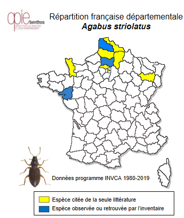 Carte de distribution de Agabus striolatus Gyllenhal, 1808