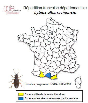 Carte de distribution de Ilybius albarracinensis (Féry, 1986)