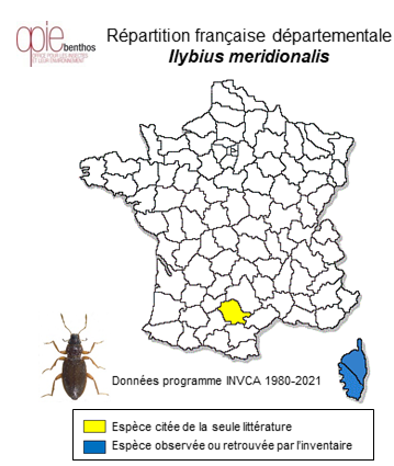 Carte de distribution de Ilybius meridionalis Aubé, 1837