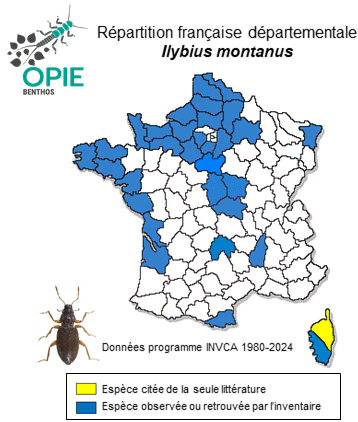 Carte de distribution de Ilybius montanus (Stephens, 1828)