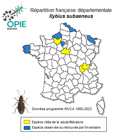 Carte de distribution de Ilybius subaeneus Erichson, 1837
