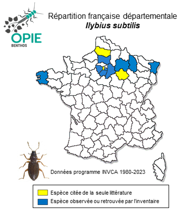 Carte de distribution de Ilybius subtilis (Erichson, 1837)