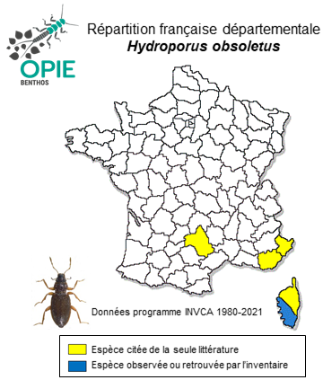 Carte de distribution de Hydroporus obsoletus Aubé, 1838