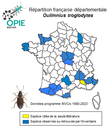Carte de distribution de Oulimnius troglodytes (Gyllenhal, 1827)