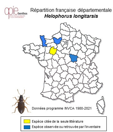 Carte de distribution de Helophorus longitarsis Wollaston, 1864