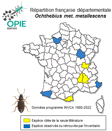 Carte de distribution de Ochthebius metallescens metallescens Rosenhauer, 1847