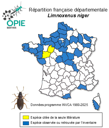 Carte de distribution de Limnoxenus niger (Gmelin, 1790)