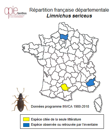 Carte de distribution de Limnichus sericeus Duftschmidt, 1825