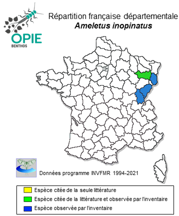Carte de distribution de Ameletus inopinatus Eaton, 1887