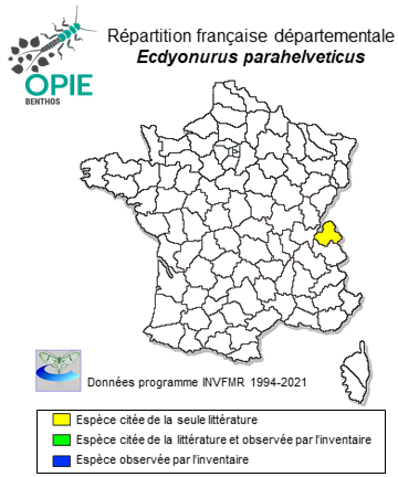 Carte de distribution de Ecdyonurus parahelveticus Hefti, Tomka & Zurwerra, 1986
