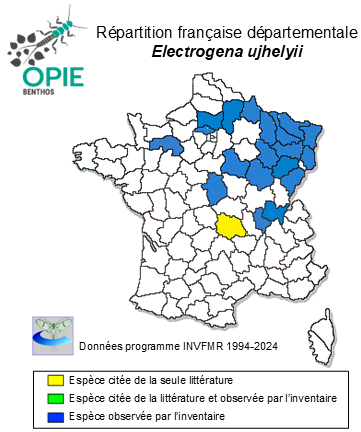 Carte de distribution de Electrogena ujhelyii (Sowa, 1981)