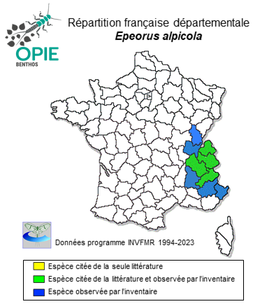 Carte de distribution de Epeorus alpicola (Eaton, 1871)