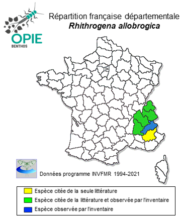 Carte de distribution de Rhithrogena allobrogica Sowa & Degrange, 1987