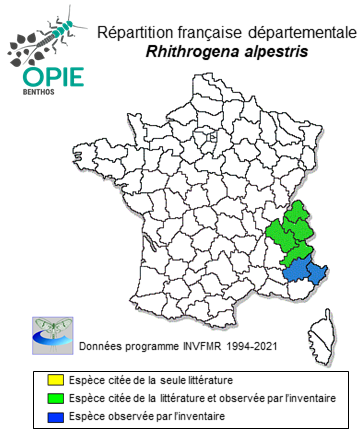 Carte de distribution de Rhithrogena alpestris Eaton, 1885