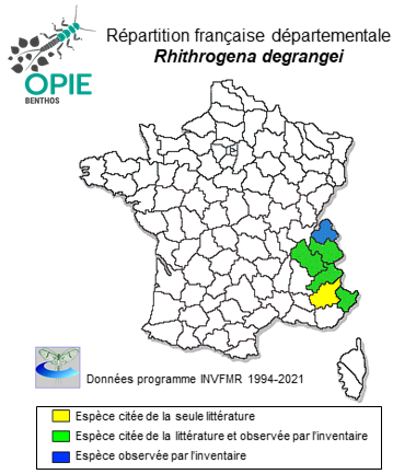 Carte de distribution de Rhithrogena degrangei Sowa, 1969