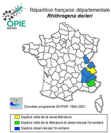 Carte de distribution de Rhithrogena dorieri Sowa, 1971