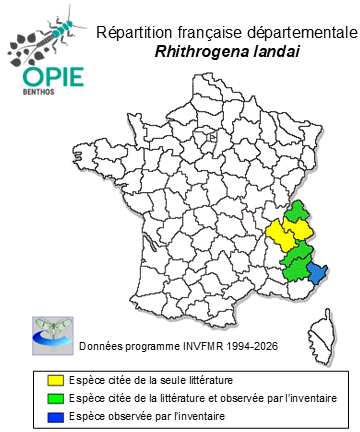Carte de distribution de Rhithrogena landai Sowa & Soldán, 1984