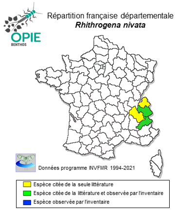 Carte de distribution de Rhithrogena nivata (Eaton, 1871)