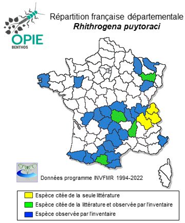 Carte de distribution de Rhithrogena puytoraci Sowa & Degrange, 1987