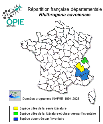 Carte de distribution de Rhithrogena savoiensis Alba-Tercedor & Sowa, 1987