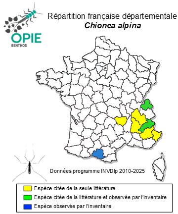 Carte de distribution de Chionea alpina Bezzi, 1908