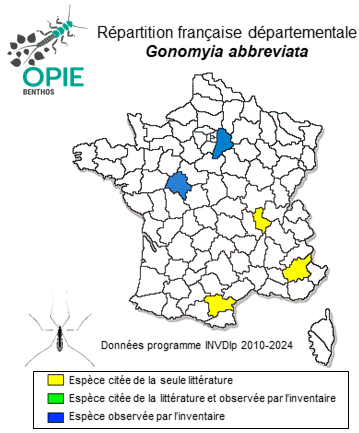 Carte de distribution de Gonomyia abbreviata Loew, 1873