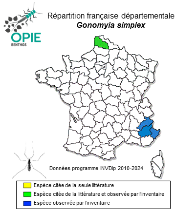 Carte de distribution de Gonomyia simplex Tonnoir, 1920