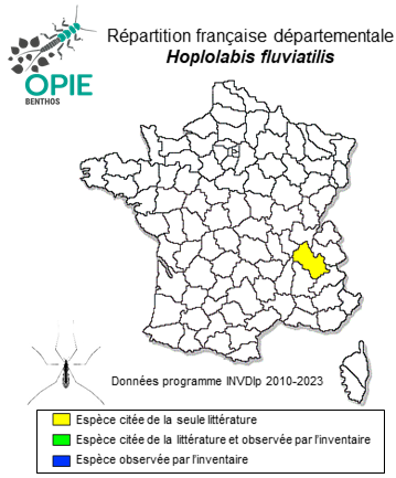 Carte de distribution de Hoplolabis fluviatilis (Vaillant, 1970)