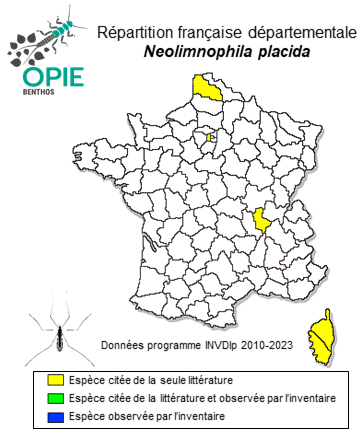 Carte de distribution de Neolimnophila placida (Meigen, 1830)