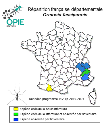 Carte de distribution de Ormosia fascipennis (Zetterstedt, 1838)