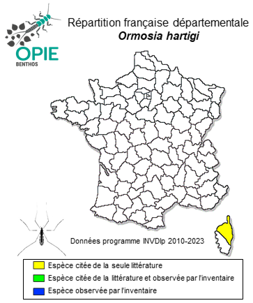Carte de distribution de Ormosia hartigi Mendl, 1973