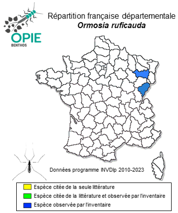 Carte de distribution de Ormosia ruficauda (Zetterstedt, 1838)