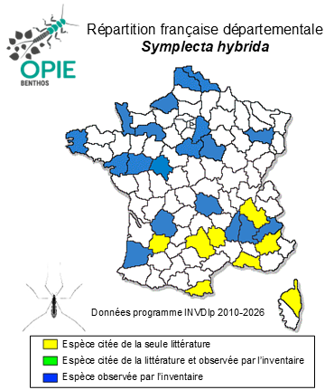 Carte de distribution de Symplecta hybrida (Meigen, 1804)