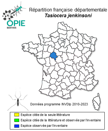 Carte de distribution de Tasiocera jenkinsoni Freeman, 1951