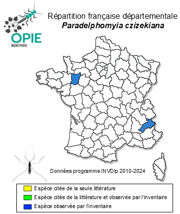 Carte de distribution de Paradelphomyia czizekiana Starý, 1971