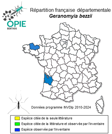 Carte de distribution de Geranomyia bezzii Alexander & Leonard, 1912