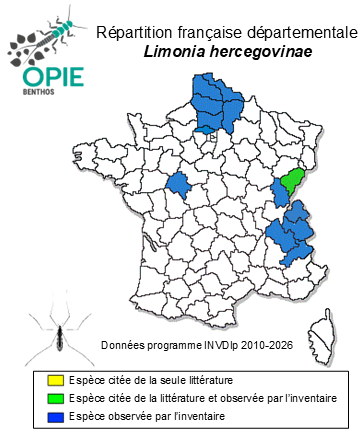 Carte de distribution de Limonia hercegovinae (Stobl, 1898)
