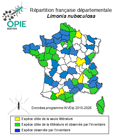 Carte de distribution de Limonia nubeculosa Meigen, 1804