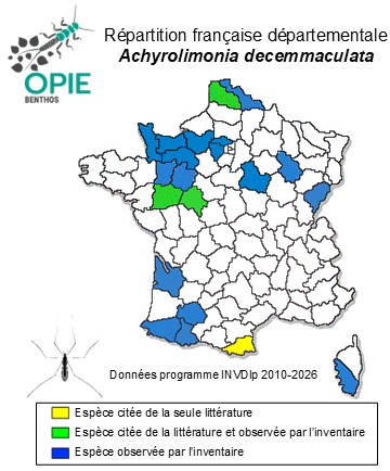 Carte de distribution de Achyrolimonia decemmaculata (Loew, 1873)