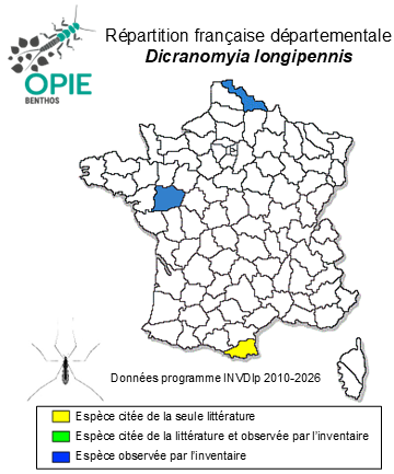 Carte de distribution de Dicranomyia longipennis (Schummel, 1829)