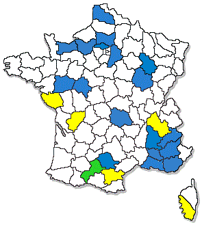 Carte de distribution de Dicranomyia sericata (Meigen, 1830)