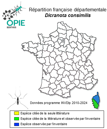 Carte de distribution de Dicranota consimilis Mendl, 1987