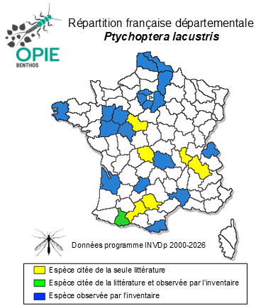 Carte de distribution de Ptychoptera lacustris Meigen, 1830