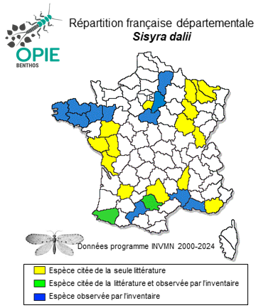 Carte de distribution de Sisyra dalii MacLachlan, 1866