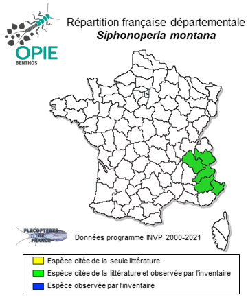 Carte de distribution de Siphonoperla montana (Pictet, 1841)