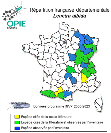 Carte de distribution de Leuctra albida Kempny, 1899