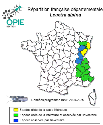 Carte de distribution de Leuctra alpina Kühtreiber, 1934